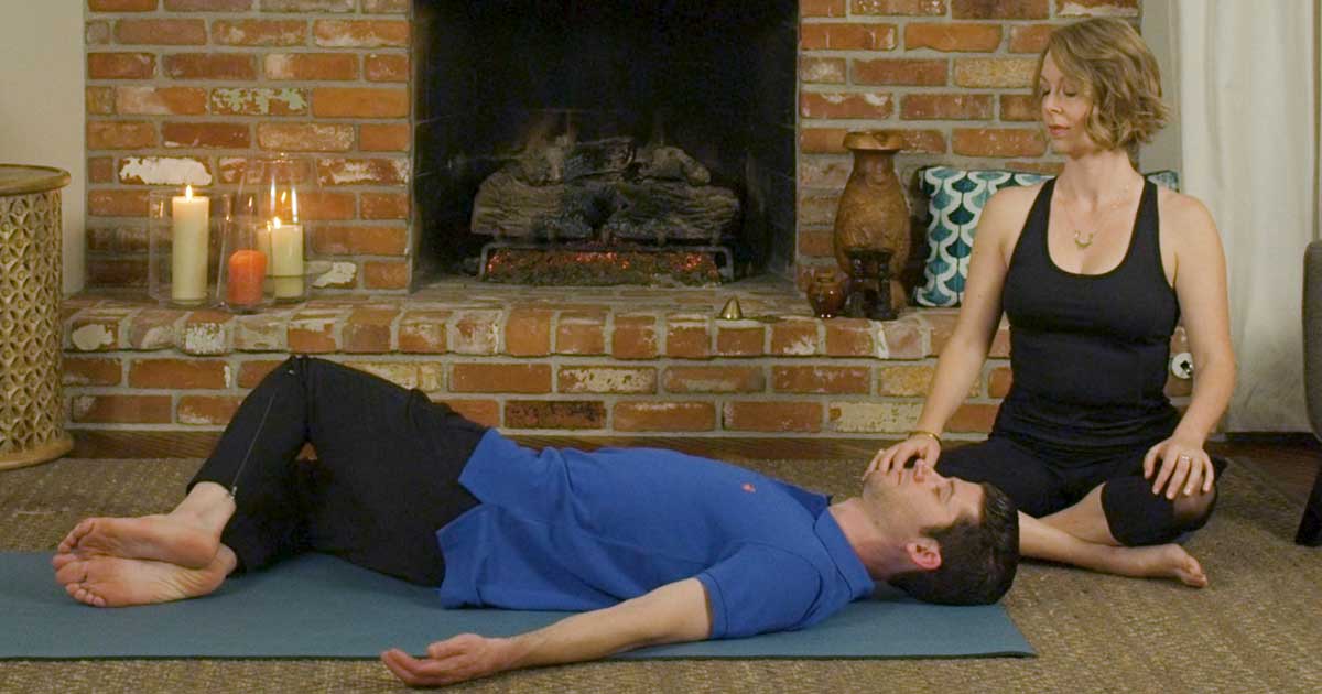 Supine twist yoga pose